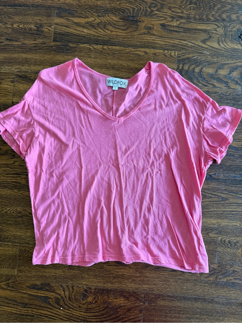 Wildfox Pink V-Neck Short Sleeve Tee